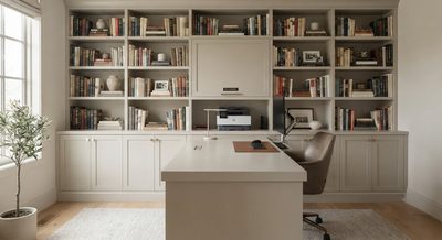 Case Study: A Home Office Built-In That Hides the Printer, Shredder, Router, and 200 Books
