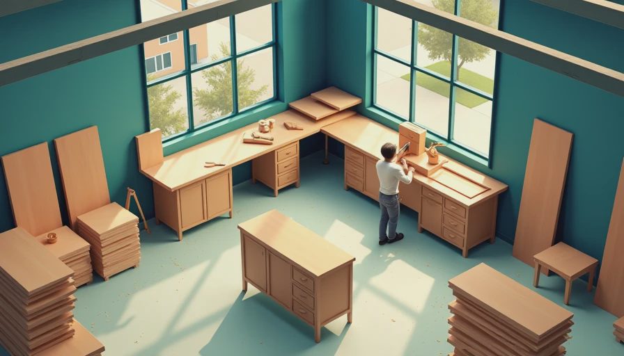 Visual context for kitchen cabinet woodworking