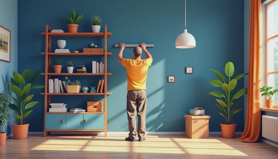 Visual context for wall shelves