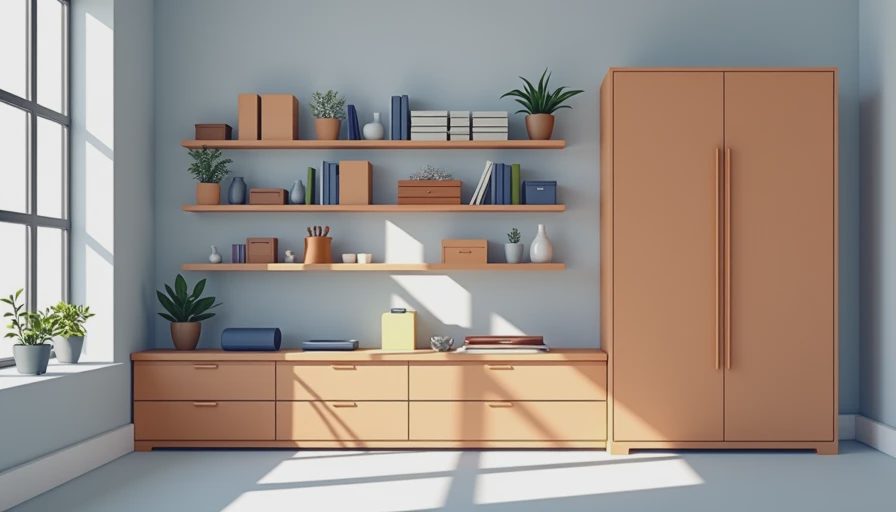 Visual context for storage cabinet with doors