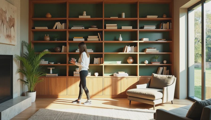 Visual context for wall bookshelf