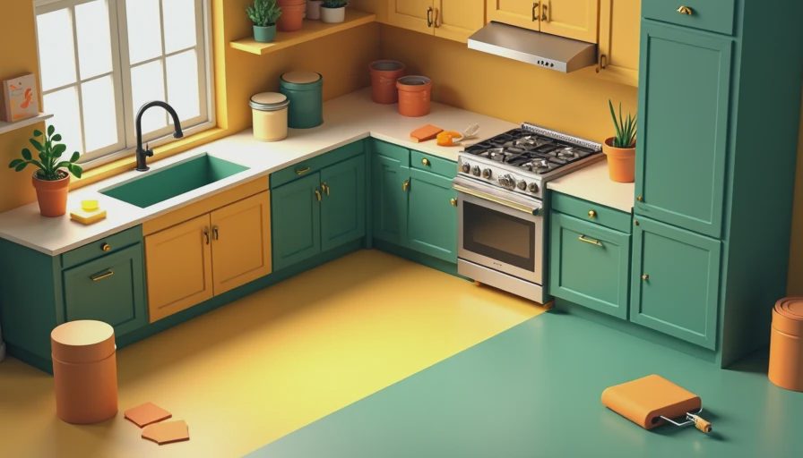 Visual context for how to paint kitchen cabinets